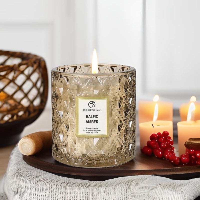 Chloefu LAN Amber Candles  Luxury Candles for Home Scented  Long Burning Time  Holiday Candles  All Natural Soy Wax Decorative Candles  Scented Candle Gifts for Men&Women  8.1oz - Image 5